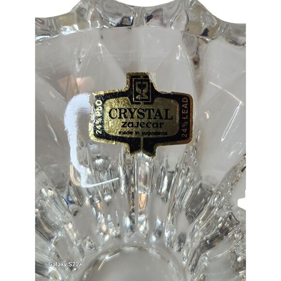 Zajecar 24% Lead Crystal Candle Holders Yugoslavia Holiday Decor Elegant Glasswa - Picture 3 of 10